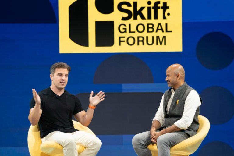 airbnb ceo Brian chesky day two skift global forum source skift 1024x683