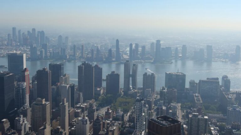 haze shrouds the skyline in new york city 1