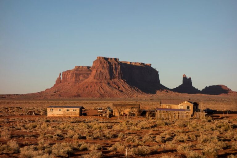 Navajo housing in the desert of Monument Valley Navajo Tribal Park