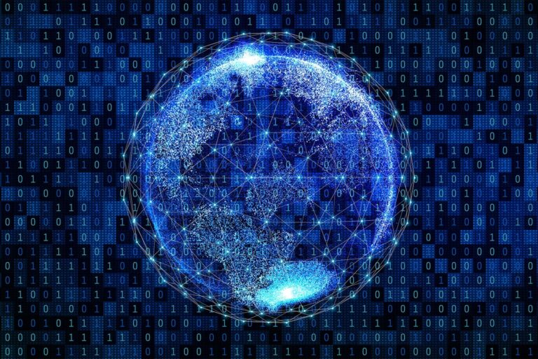 Earth with binary code